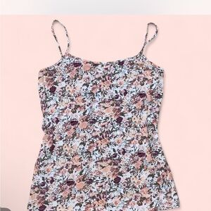 LOFT Pink Mauve Floral Camisole Fitted Tank Top